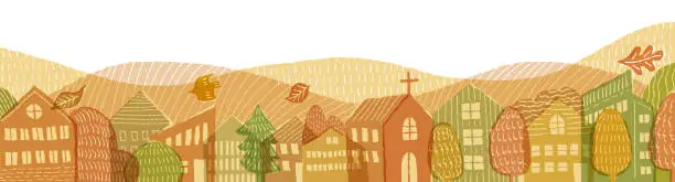 Vector illustration of autumn town