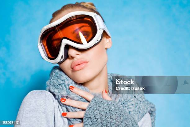 Winter Girl Wearing Goggles Stock Photo - Download Image Now - Ski-Wear, Beautiful Woman, One Woman Only