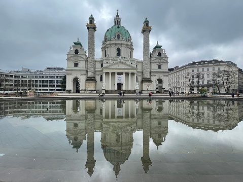 The Karlskirche church located in Vienna, Austria