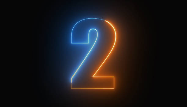 istock Neon number two, the best digital symbol, Alphabet made from Neon Light. Neon light pink and blue. 3d alphabet character, 3d rendering, number 2 1550792176