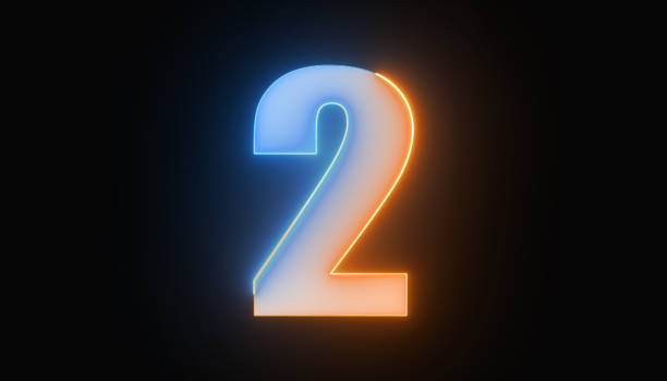 istock Bright number two, number 2, the best digital symbol, Alphabet made from Glowing Light. Neon light 3d alphabet character, 3d rendering,  Education concept 1550792260