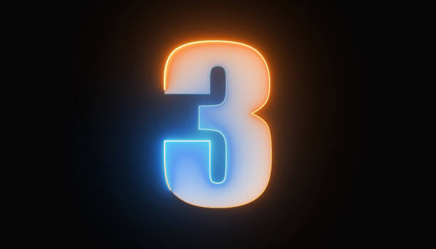 istock Bright number three, number 3, the best digital symbol, Alphabet made from Glowing Light. Neon light 3d alphabet character, 3d rendering,  Education concept 1550792261