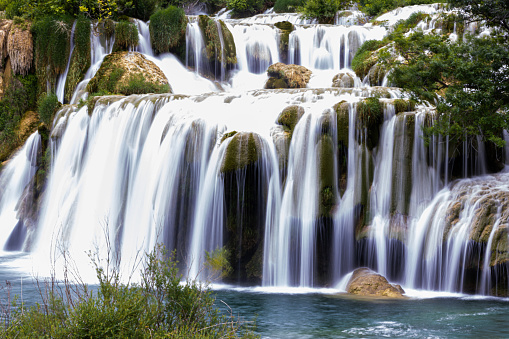 Waterfalls of the park in Split, Croatia