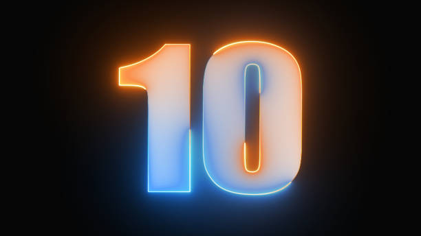istock Bright number ten, number 10, the best digital symbol, Alphabet made from Glowing Light. Neon light 3d alphabet character, 3d rendering,  Education concept 1550793741