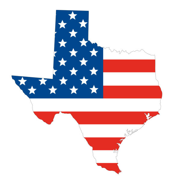 ilustraciones, imágenes clip art, dibujos animados e iconos de stock de mapa de texas con la bandera de estados unidos. mapa de estados unidos. mapa de texas. - mapa de los estados unidos y la bandera estadounidense