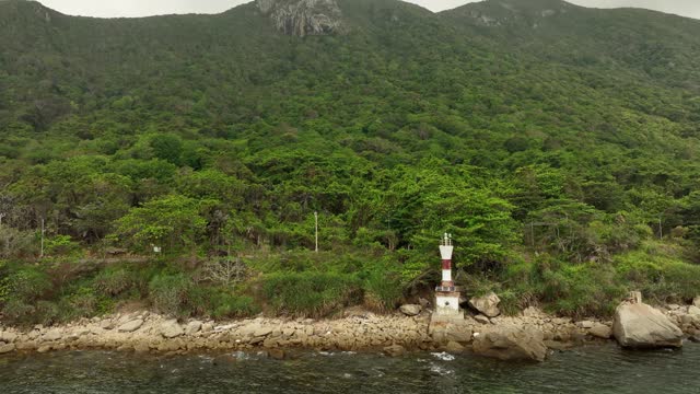 White Stone Lighthouse and blue sea in Con Dao, Con Son island, Ba Ria Vung Tau province