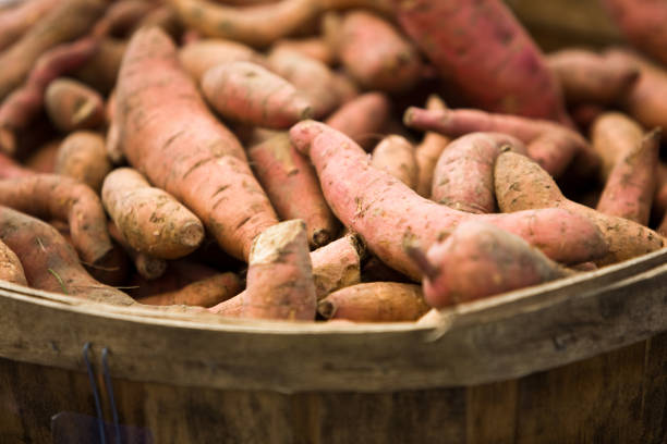 Sweet potatoes, yams in the basket