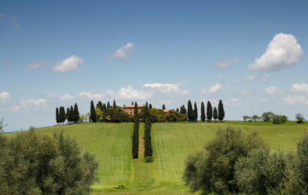Tuscany : typical mansion on top of the hill