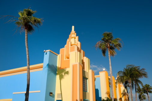 Pintadas coloridas casas de estilo Art Decó en Miami, Florida, EE.UU. photo