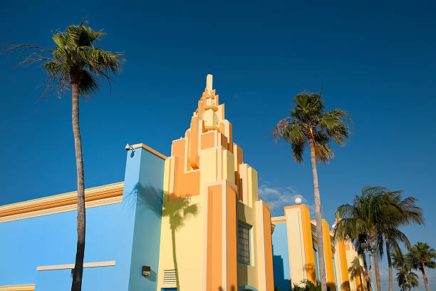 colorful painted Art Deco houses in Miami Florida USA  south beach photos stock pictures, royalty-free photos & images