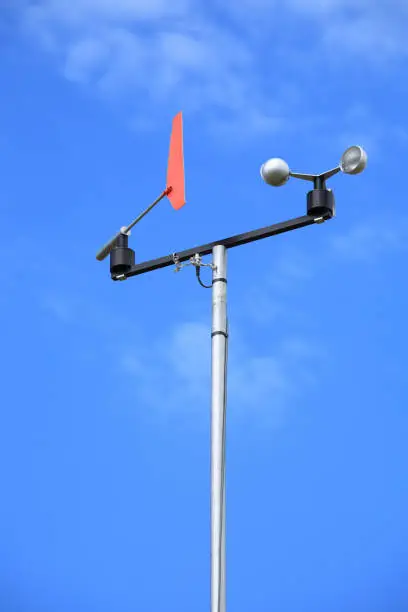 Anemometer against the blue sky