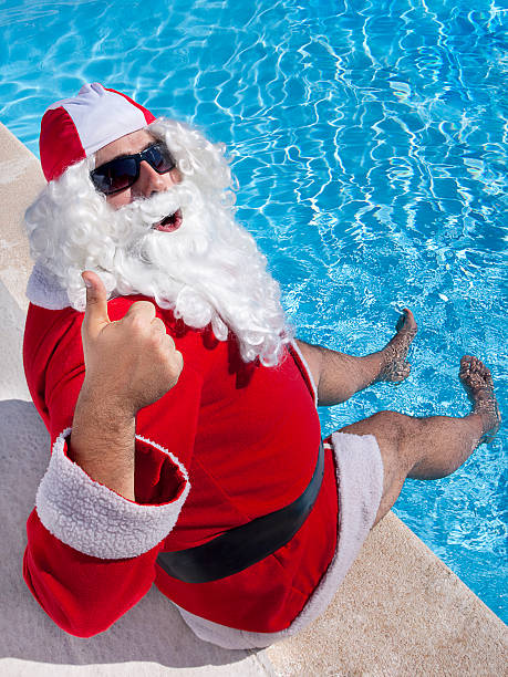 istock Santa Claus in the pool 155095950