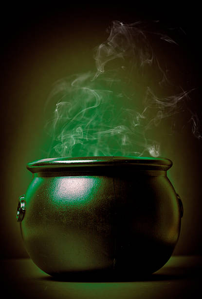 smoking witch's pot stock photo