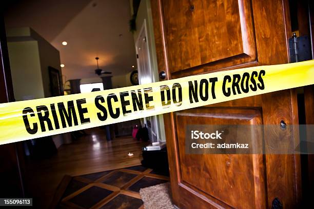 Crime Scene At Residential Home Stock Photo - Download Image Now - Crime Scene, Murder, Barricade Tape