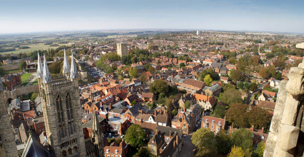 istock Panoramic view of Lincoln, England from Cathedral bell tower 155096146