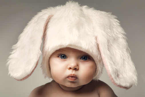 Beautiful baby with bunny ears