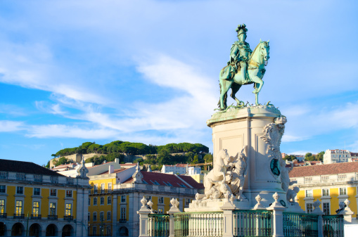 King José I statue at Praça do Comércio in Lisbon, Portugal, sculpted by Machado de Castro in 1775. 