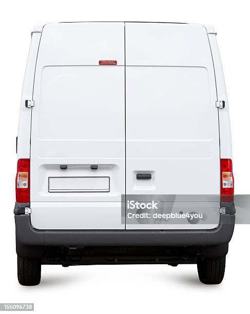 Puste Pusty Biały Van Transporter Hatchback Boku Na Białym - zdjęcia stockowe i więcej obrazów Od tyłu