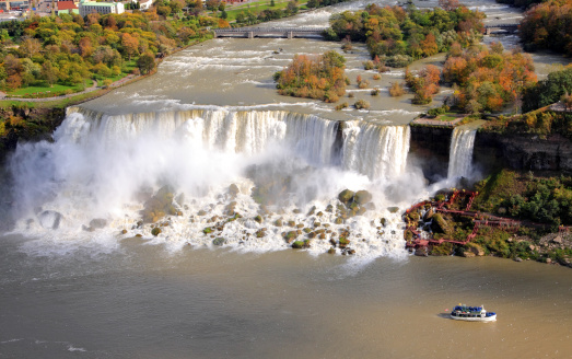American Falls of Niagara Falls with fall color