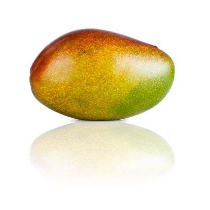 Clipping path included. Ripe mango isolated on white background