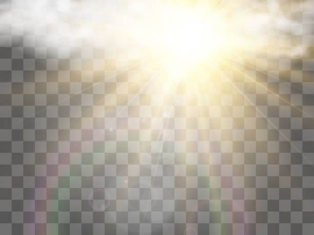 Vector illustration of the sun shining through the clouds. Sunlight. Cloudy vector. Vector illustration of the sun shining through the clouds. Sunlight. Cloudy vector. sun coming out after storm stock illustrations