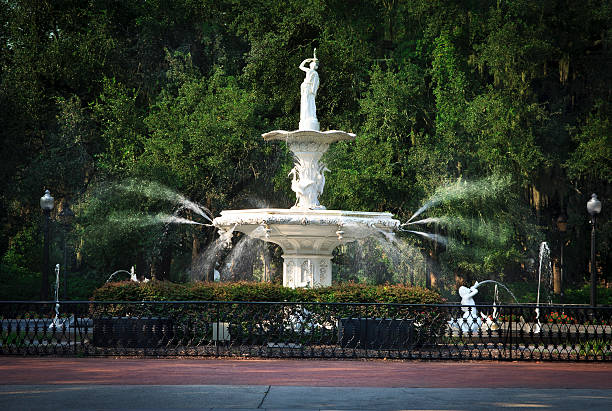 Savannah, Georgia, USA at Forsyth Park Fountain.