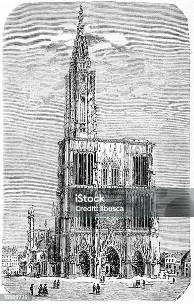 Cathédrale De Strasbourg Vecteurs libres de droits et plus d'images vectorielles de Antiquités - Antiquités, Architecture, Art