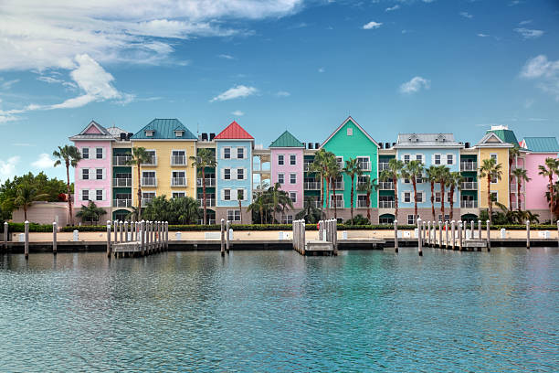 istock Colorful condominiums on the water 155097354