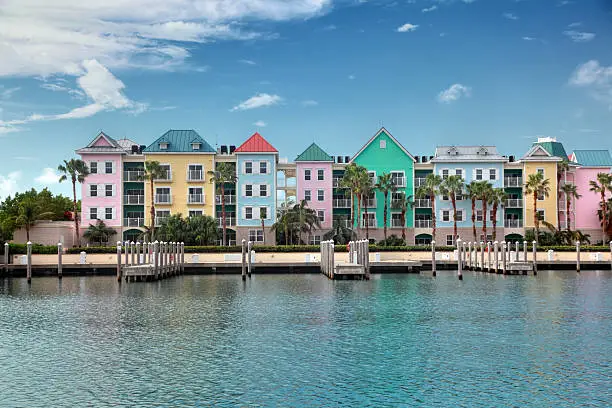 Colorful Condominiums in Nassau Bahamas.