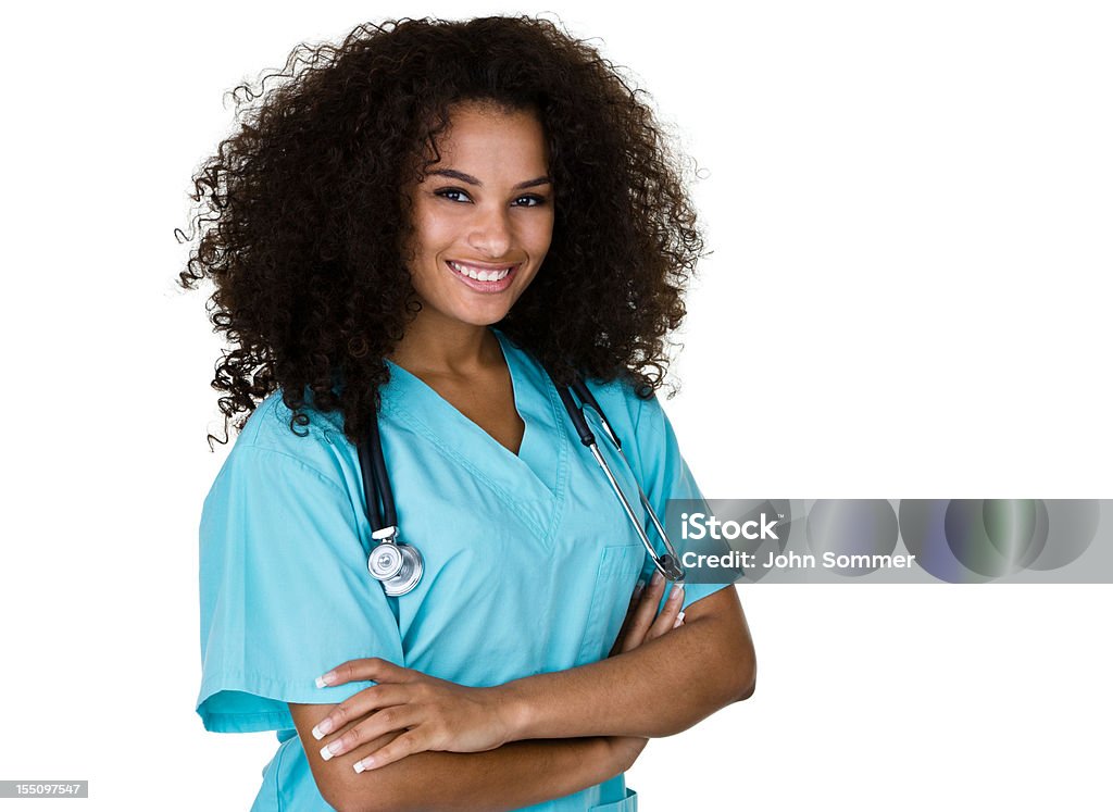 Femmina medico o l'infermiere - Foto stock royalty-free di Sfondo bianco