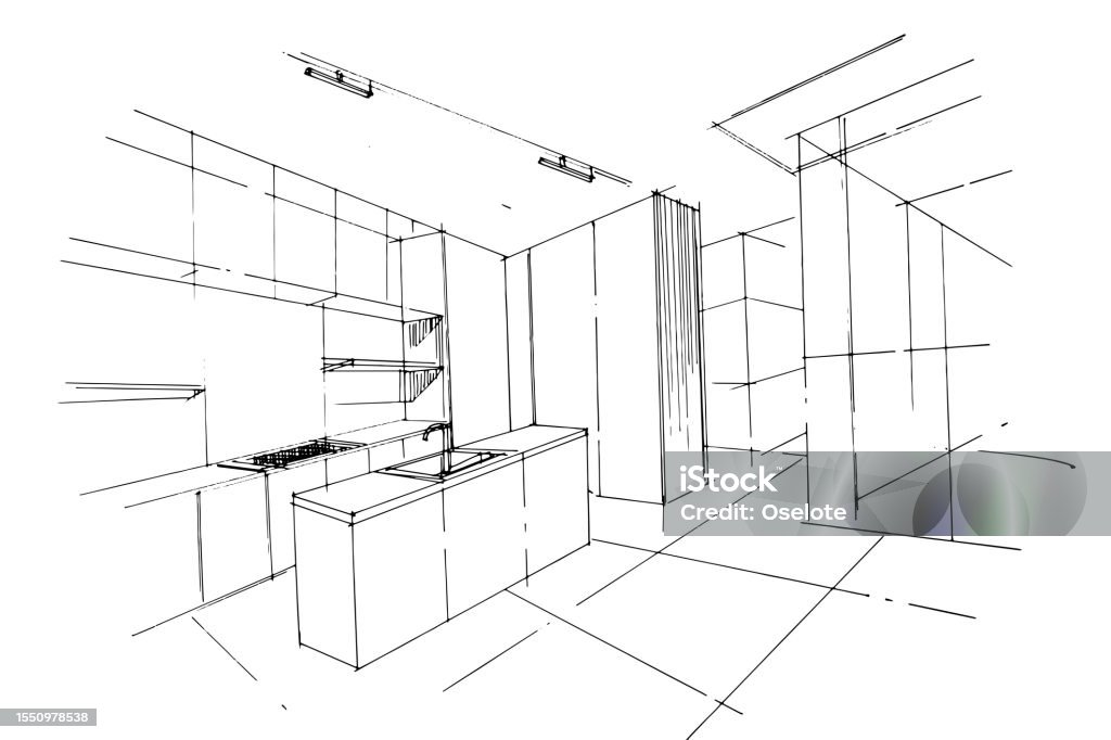 Kitchen Line Drawing A Line Drawing Using Interior Architecture ...