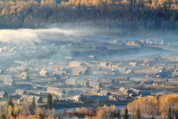 the village in the morning,in Xinjiang of China