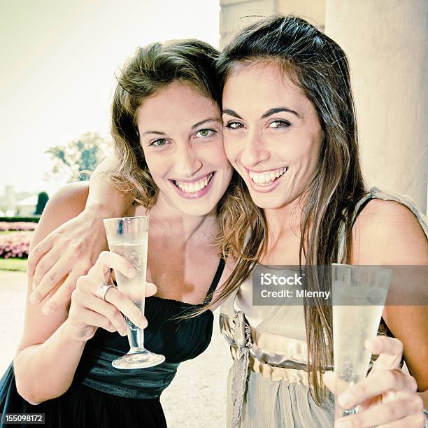 Salute Le Donne Che Si Diverte A Bere E Brindando Con Champagne - Fotografie stock e altre immagini di Abbigliamento formale