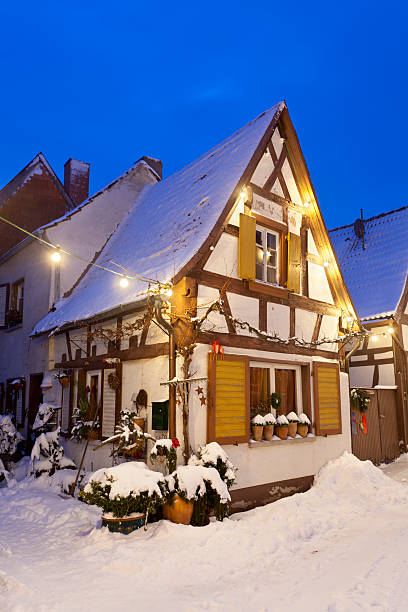 istock Little Christmassy House At Night 155098403