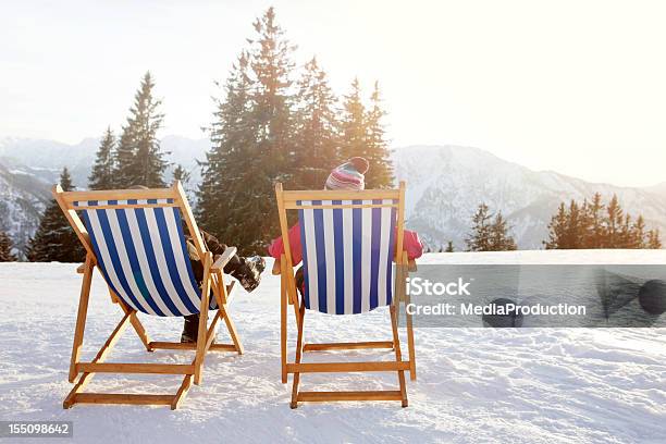 Winter Sun Therapy Heliotherapy Stock Photo - Download Image Now - Chair, People, Ski Resort