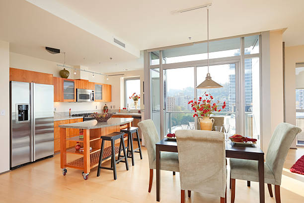 Kitchen in High rise Condominium  breakfast room stock pictures, royalty-free photos & images