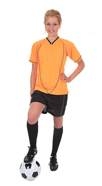 istock Yellow Soccer Player Foot on Ball 155099022