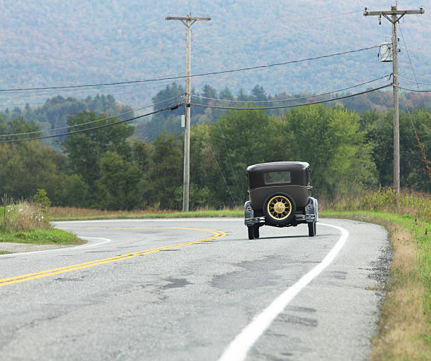 Antique Car on Rural Highway