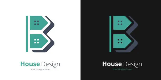 Vector illustration of Home and house with B symbol concept design on white background
