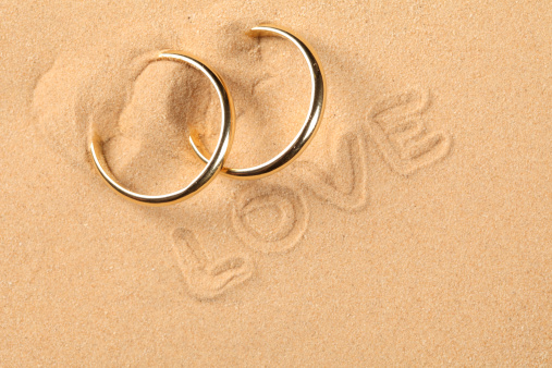 Wedding rings on the beach-Hawaii-Usa