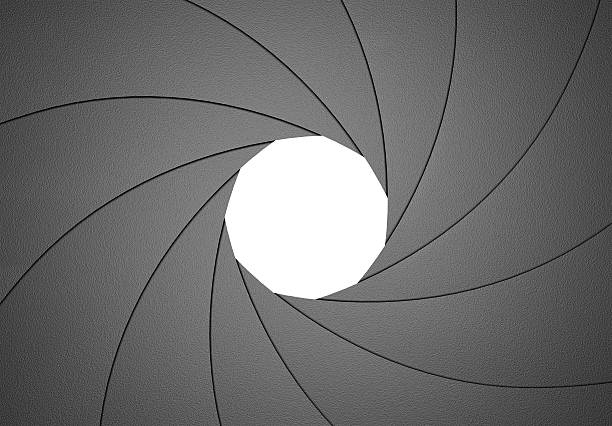 Aperture Diaphragm Design Element F8 Aperture blades in an 11 blade configuration fully created in 3D and rendered at high res to serve as a design element. Jut place your images inside the white circle or remove the white to use as a window.  The equivalent view is that of F8 on a 50mm fast standard lens. aperture stock pictures, royalty-free photos & images