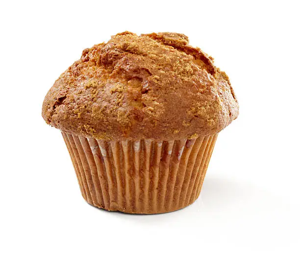 Cinnamon sugar muffin isolated on white background, larger files include clipping path.