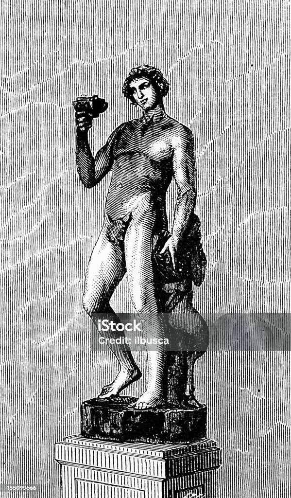 Michelangelo's Bacchus Drinking stock illustration