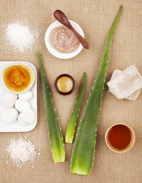 istock Spa still life with aloe vera, sugar scrub and soap 155099691