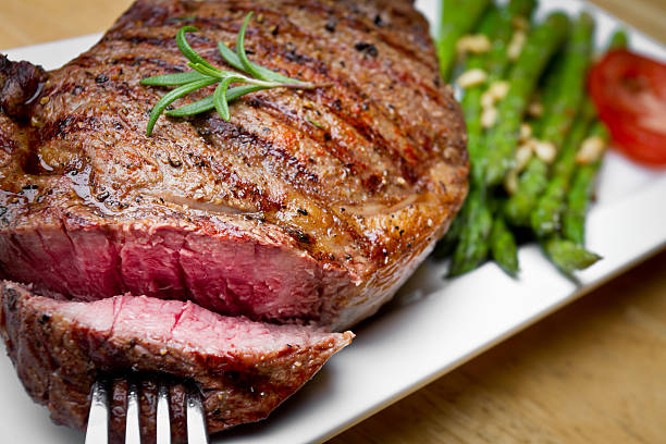 istock Big Rib Eye Steak with Bite Cut Out 155100275
