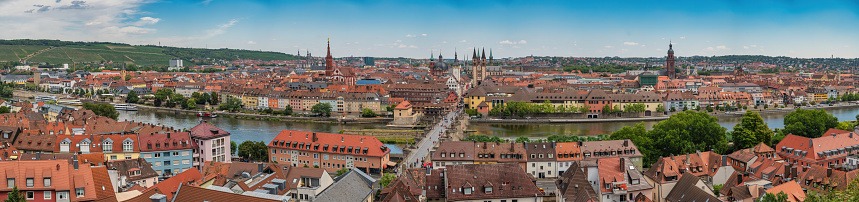Wurzburg Germany, city skyline at Alte Old Main Bridge and Main River the Town on Romantic Road of Germany