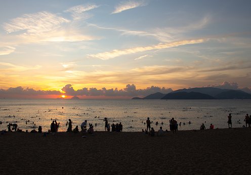 Sunrise over Nha Trang beach, Khanh Hoa province