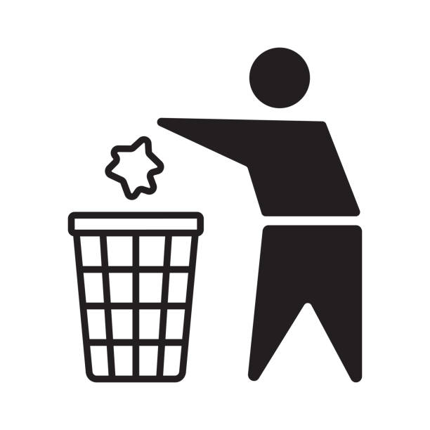 Trash and Human Figure Sign - Vector. Use a Trash Can Trash and Human Figure Sign - Vector. Use a Trash Can littering stock illustrations