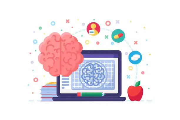 Vector illustration of Medical Brain Research Flat Concept