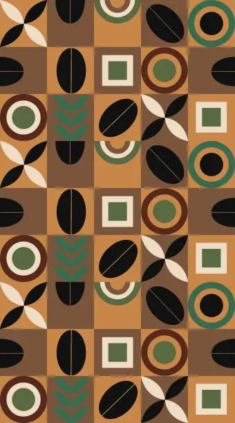 Vector illustration of Geometric color pattern coffee design.
